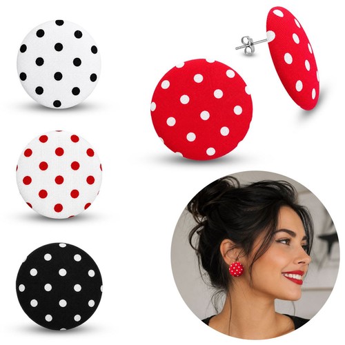 Polka dots stoff ohrstecker - polka, im