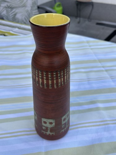 Keramik vase rot braun innen - vase,